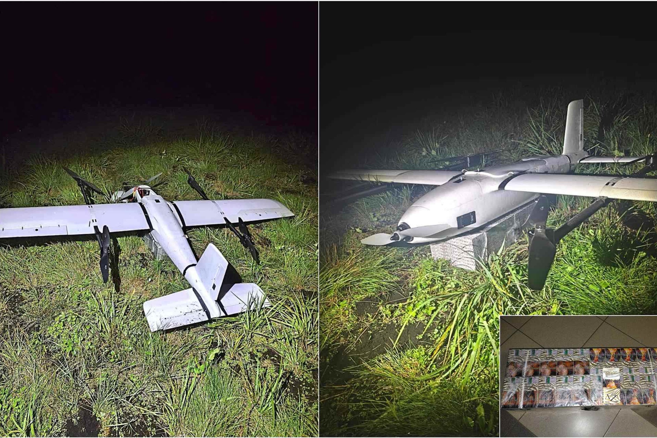 Baltarusijos pasienyje VSAT pareigūnai perėmė kontrabandininkų bepilotį orlaivį su kroviniu (video, foto)