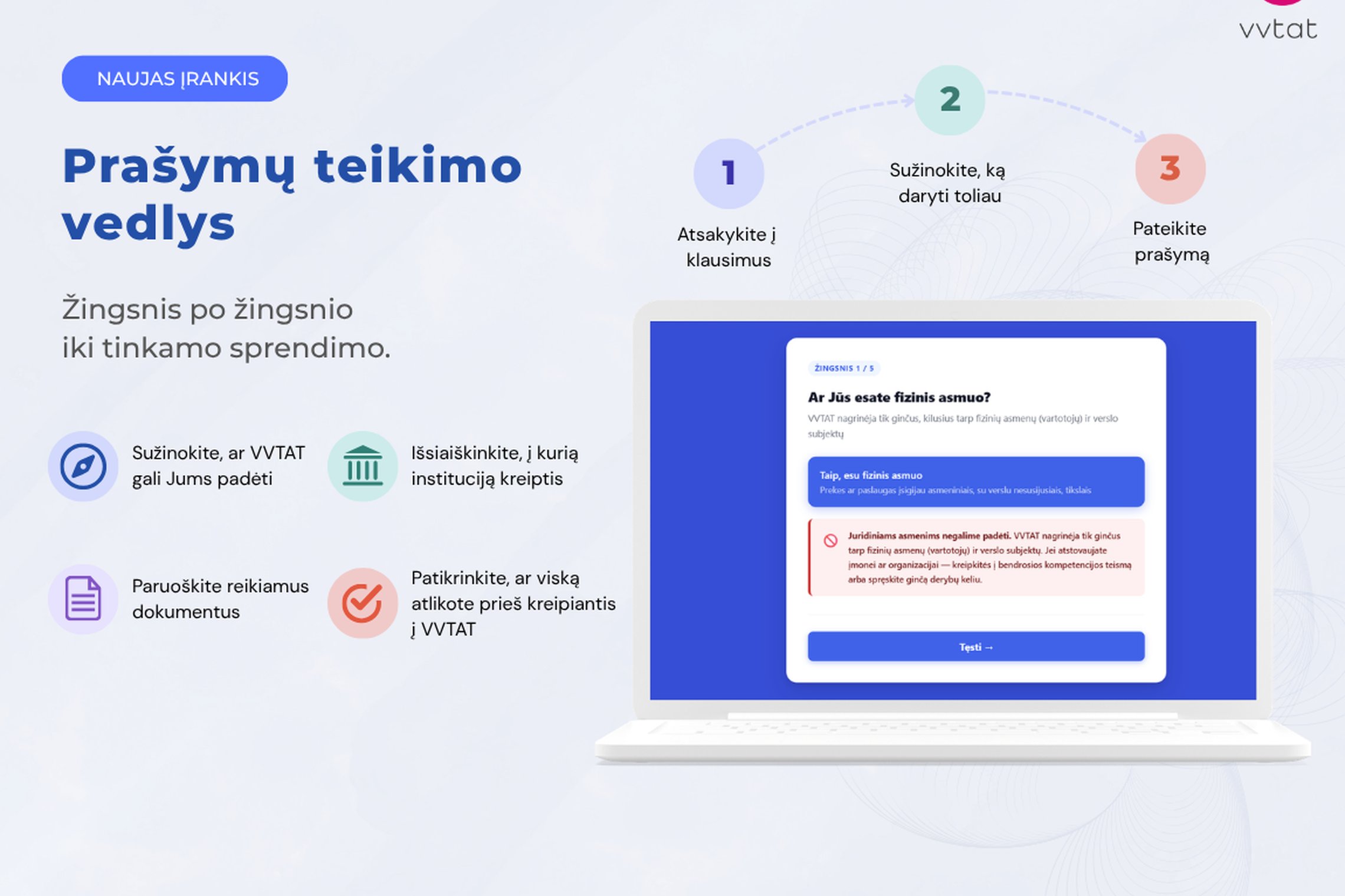 Prašymą VVTAT pateiksite paprasčiau: pristatomas prašymų teikimo vedlys