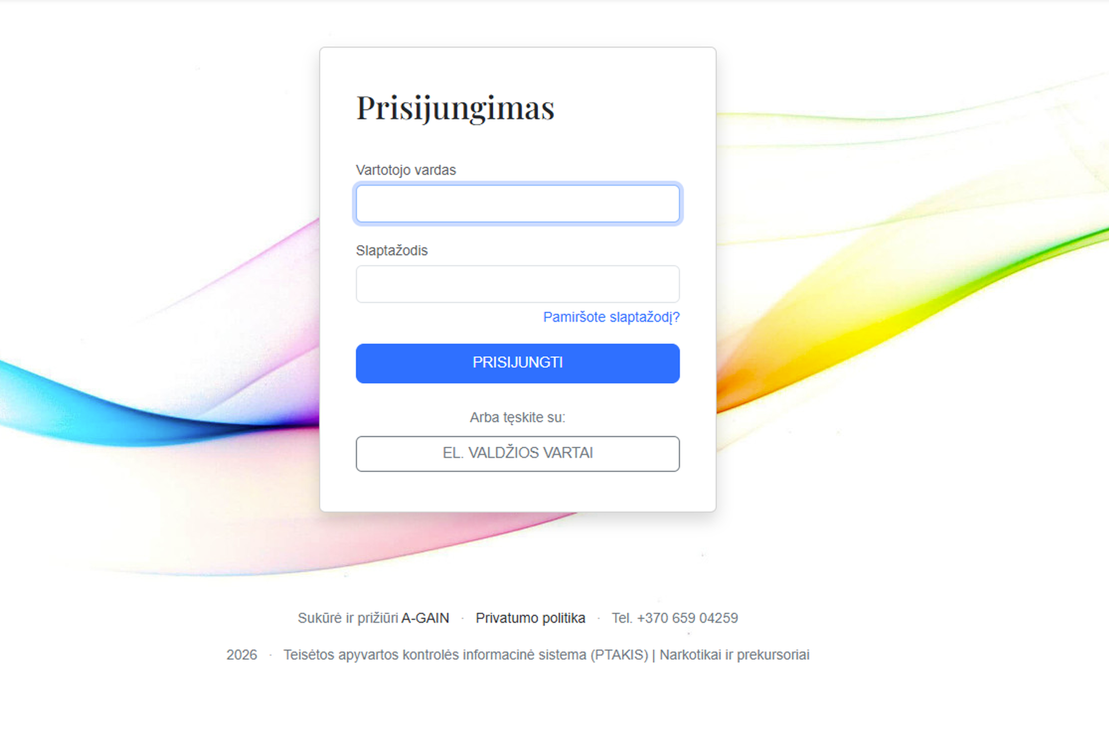 Atstatytas PTAKIS veikimas