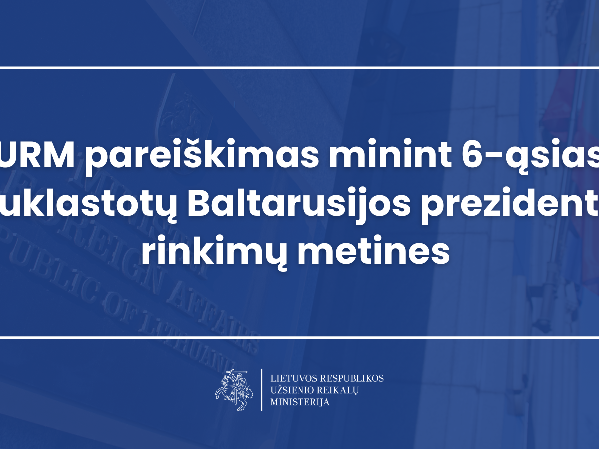 URM pareiškimas minint 6-ąsias suklastotų Baltarusijos prezidento rinkimų metines