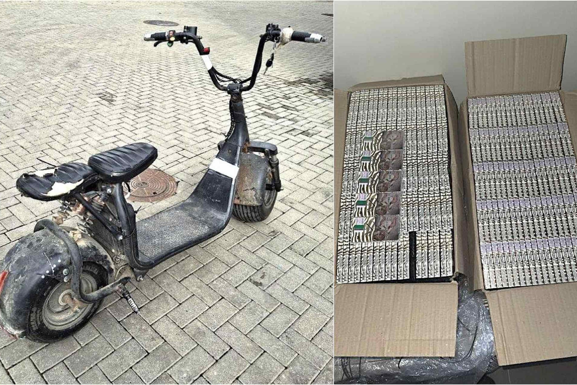 Ne pirmąkart pasieniečiams įkliūvantis šalčininkietis kontrabandines cigaretes gabeno elektriniu motoroleriu (foto)